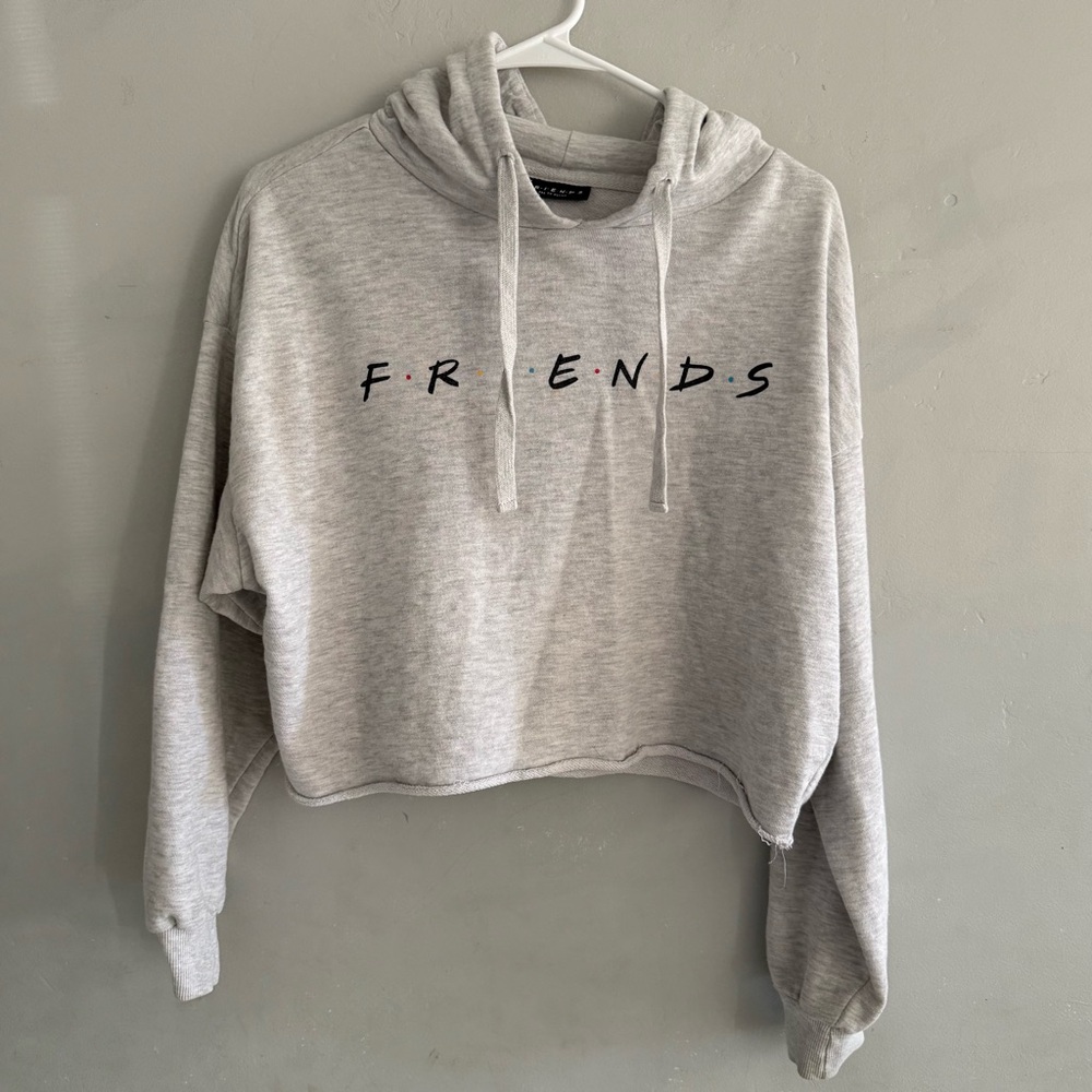 Cotton On FRIENDS Light Gray Cropped Hoodie